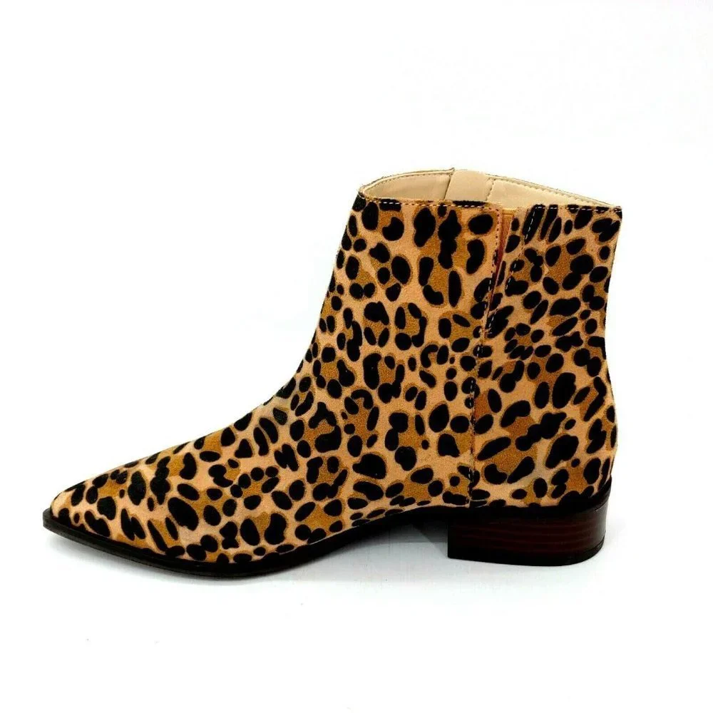 Sole Society Cadyna Suede Leopard Ankle Boot‎ 8.5